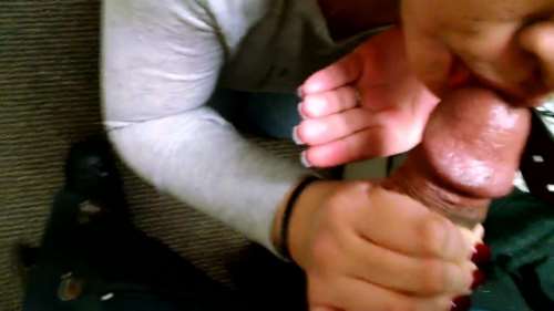 Муж снимает ролик от первого лица и дает жене сделать минет 